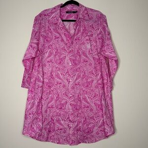 LAUREN RALPH LAUREN Pink Barbiecore Monogrammed Preppy Buttondown Shirt Dress